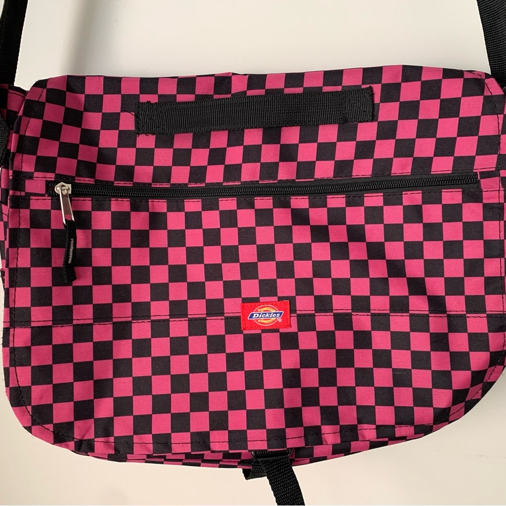 Dickies Black & Pink Checkered Messenger Bag